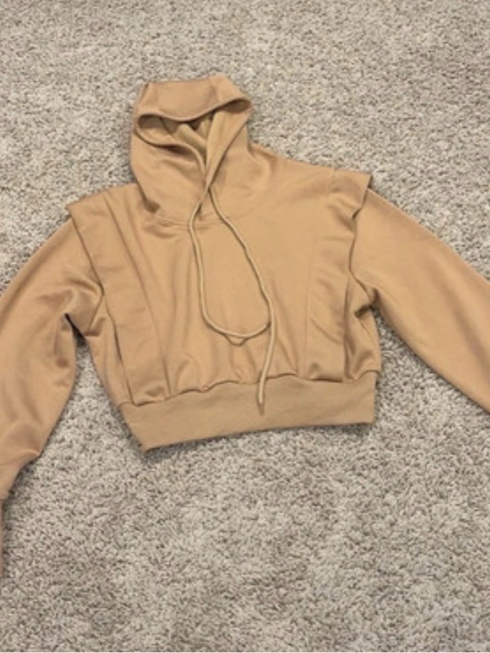 Cropped Tan Hoodie Sweatshirt for Women